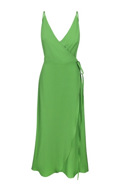 Green wrap dress with straps s