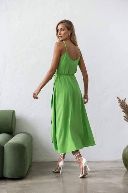 Green wrap dress with straps s