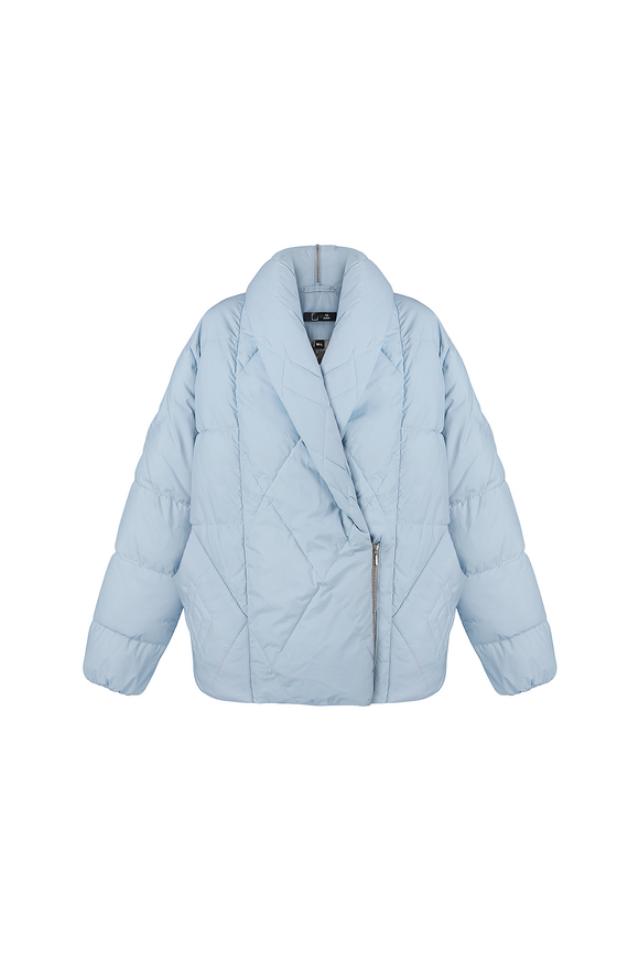 Down jacket "Mia" with shawl collar, blue color