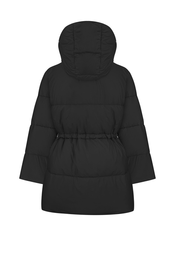 Medium length black down jacket, XS-S