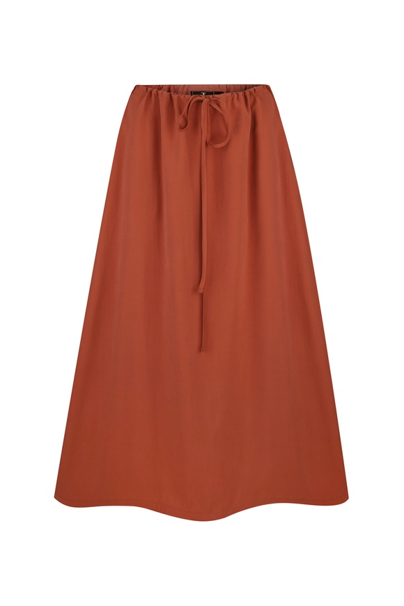 Midi skirt with drawstring, teracot