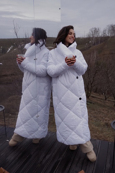 Warm winter down jacket "Sofi", white color