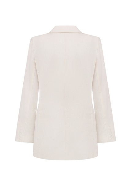 Linen double-breasted jacket, white