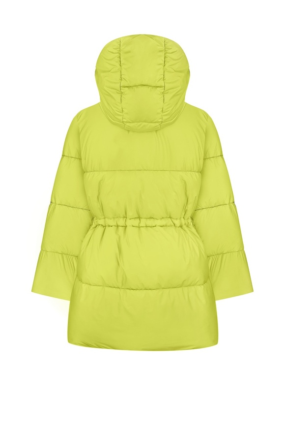 Medium length lemon-yellow down jacket