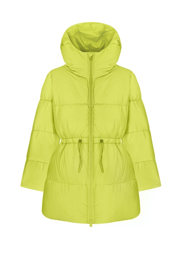 Medium length lemon-yellow down jacket