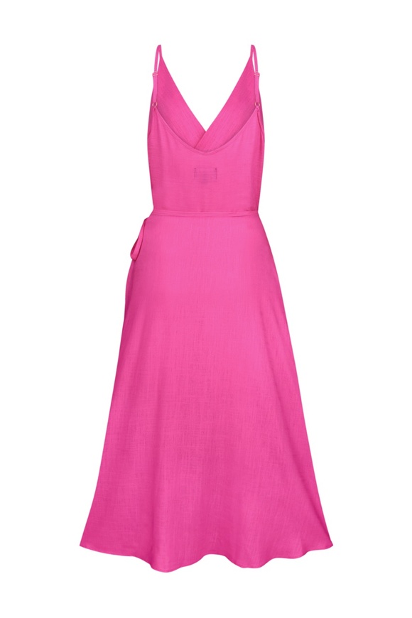 Wrap dress with straps,  fuchsia color s