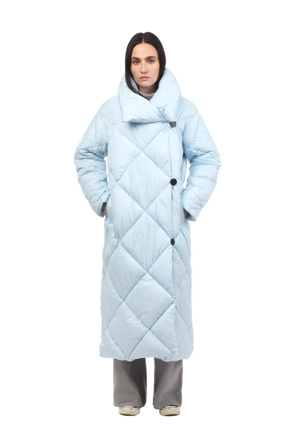 Warm winter down jacket "Sofi", light blue color