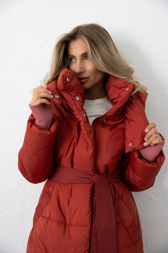 Warm winter down jacket "Dana" terracott color s