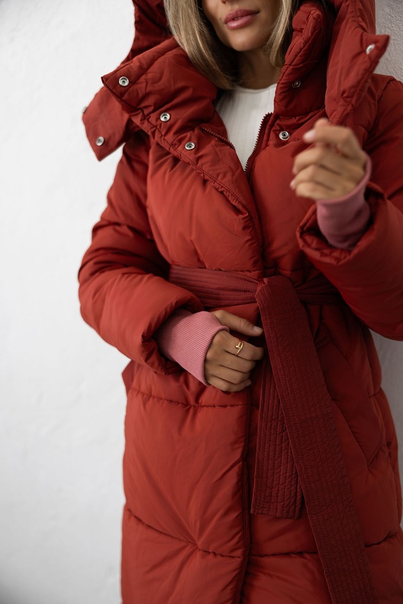 Warm winter down jacket "Dana" terracott color s