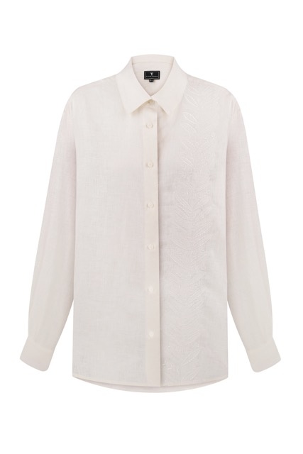 White linen shirt with embroidery xxs