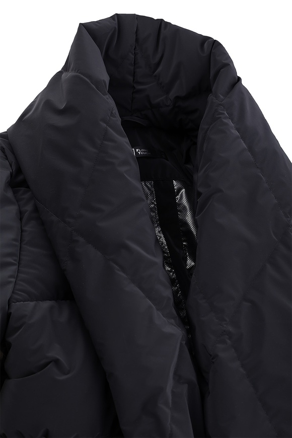 Down jacket "Mia" with shawl collar, black color