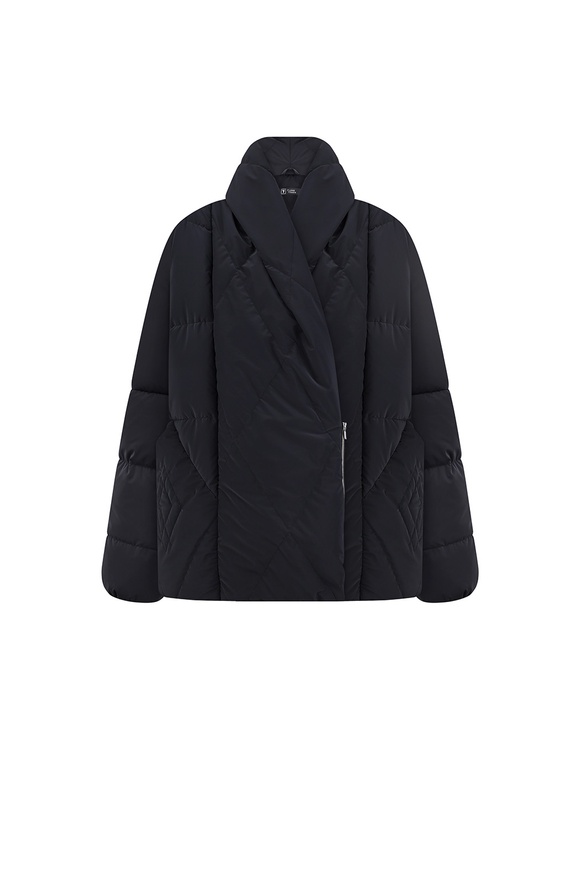 Down jacket "Mia" with shawl collar, black color