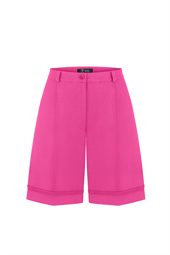 Linen shorts, fuchsia color