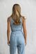 Linen vest with embroidery, blue xs