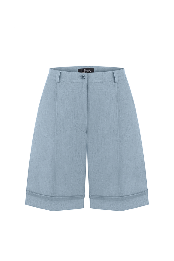 Linen shorts, light blue color