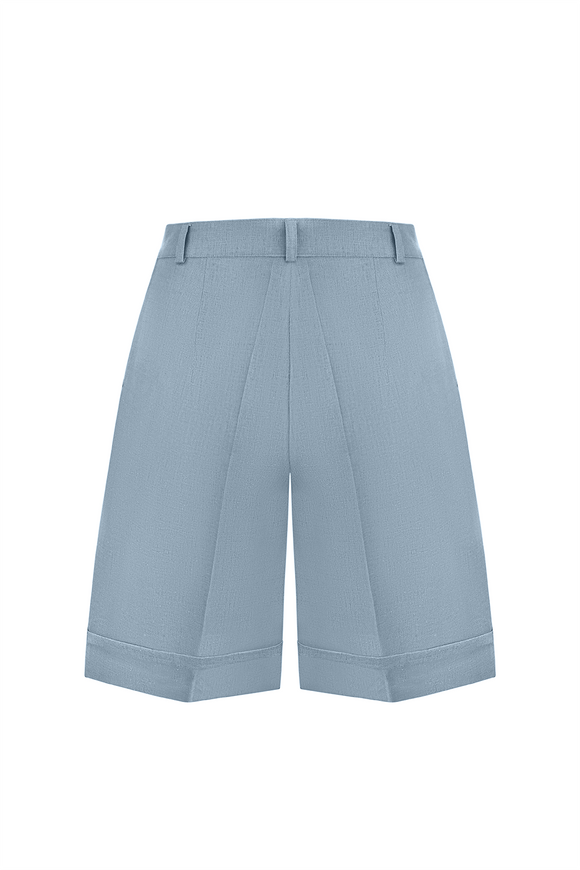 Linen shorts, light blue color