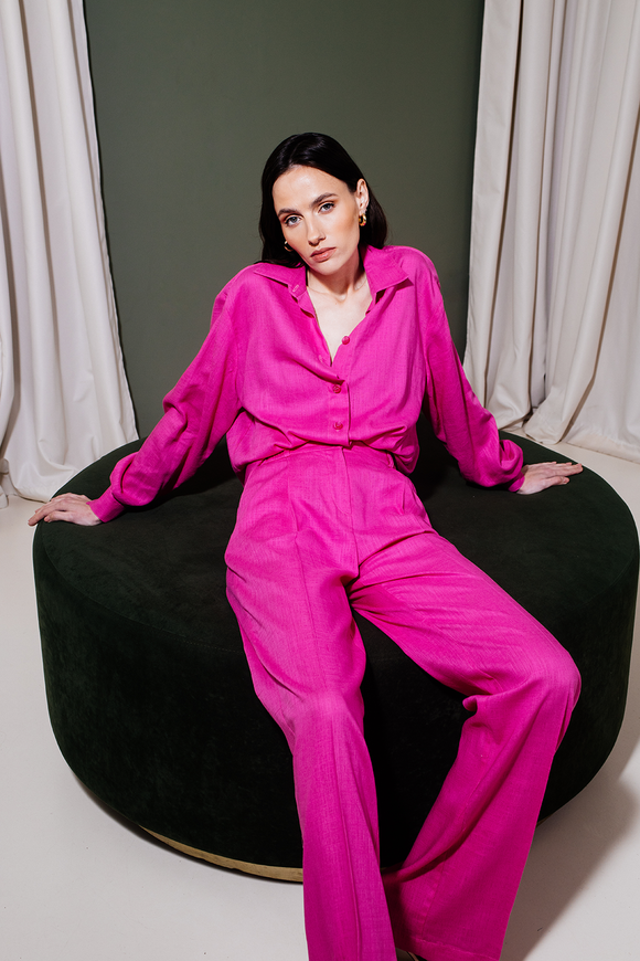 Fuchsia linen suit m-l