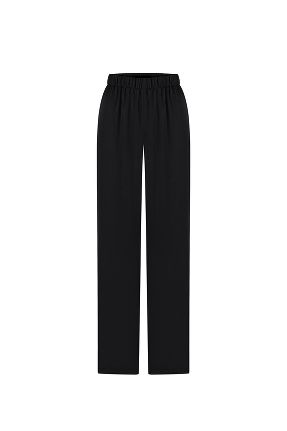 Palazzo trousers, black, silk "vegan"