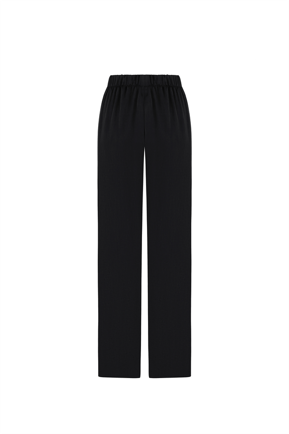 Palazzo trousers, black, silk "vegan"