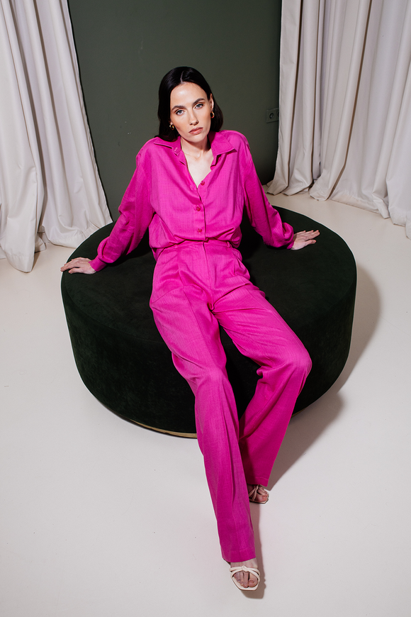 Fuchsia linen suit m-l